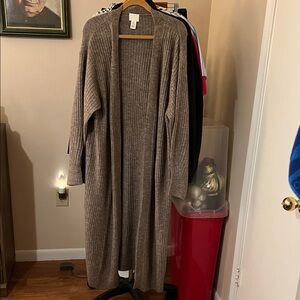 H&M Long Cardigan Cozy Brown Women's